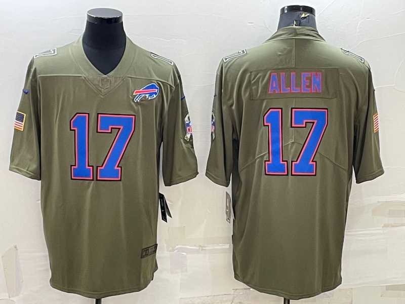 Men%27s Buffalo Bills #17 Josh Allen Olive Salute To Service Limited Stitched Jersey->buffalo bills->NFL Jersey